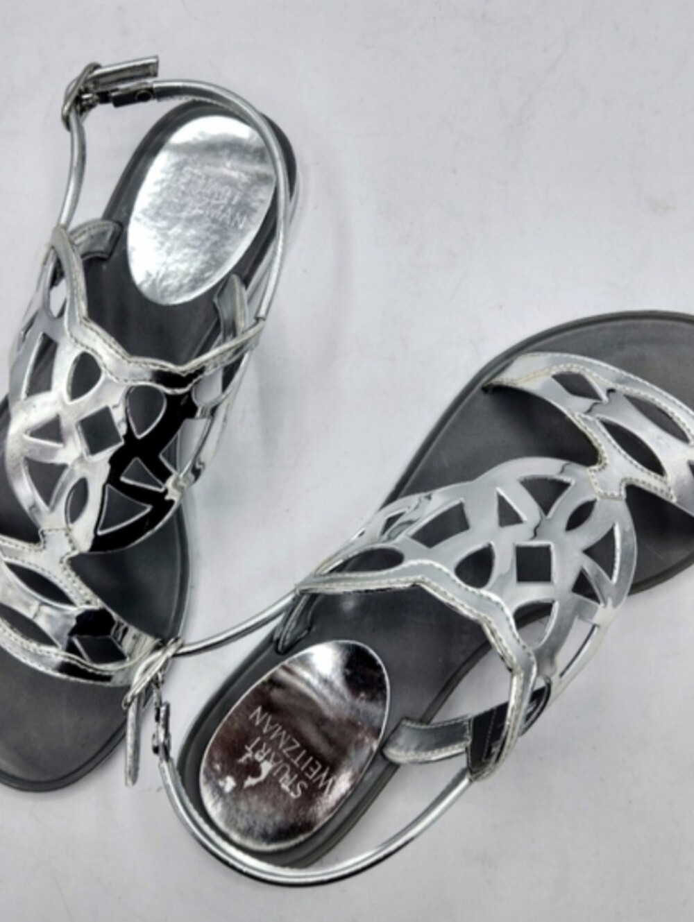 STUART WEITZMAN Gelfisher Laser-Cut Jelly Sandals In Graphite Size 8 - Picture 11 of 13